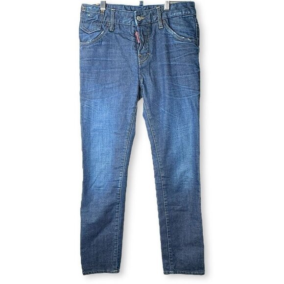 DSQUARED2 Womens Y2K 2000s Low-Rise Slim-Cut Denim Jeans in Dark Wash Size 40 - Picture 1 of 12